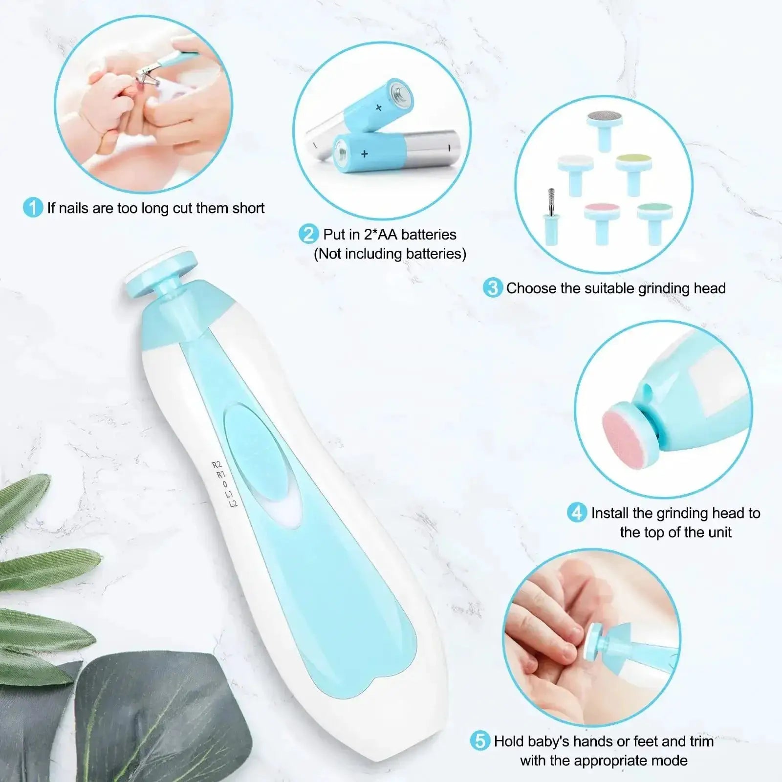 Multifunctional Electric Baby Cutter Trimmer Nail Care Set With Nail File Clippers And Toe Fingernail Tools