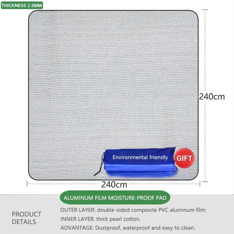 Simples Market outdoor camping foam foil mat, aluminum moisture-proof pad, 2.5mm thick, 240x240 cm, blue carry bag