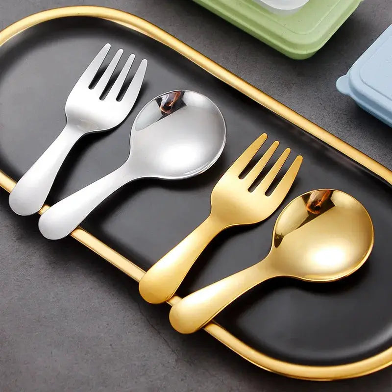 Outdoor Travel 304 Stainless Steel Portable Tableware Set Spoon And Fork For Kids Dessertware