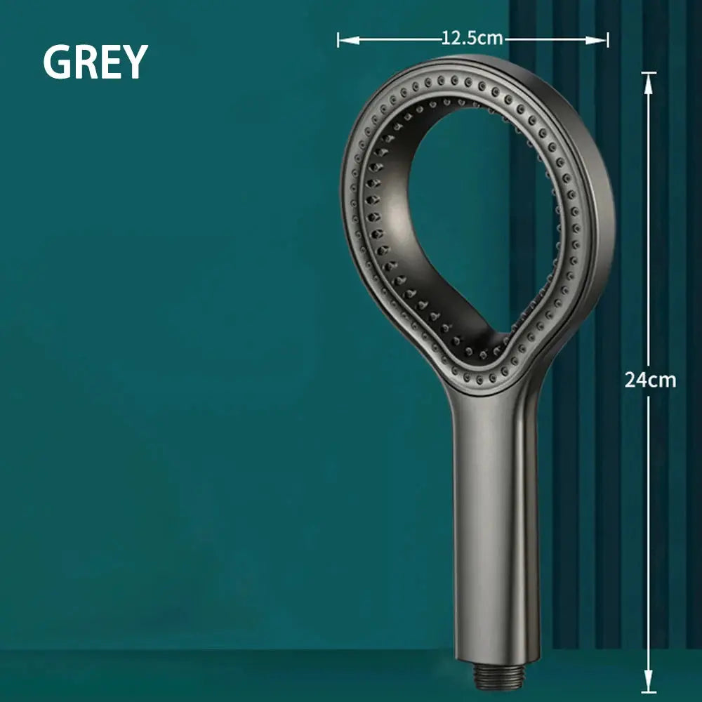 Simples Market grey overhead rainfall shower head with ring design, high-pressure spray, 24cm tall