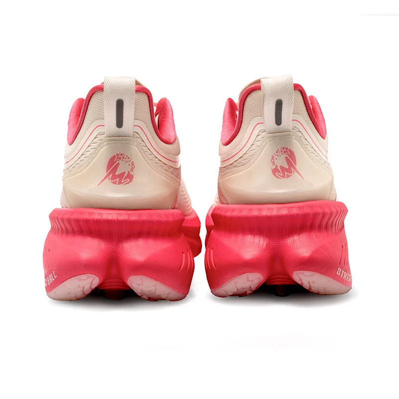 ONEMIX Men Summer breathable running shoes, beige upper with pink sole, logo on heel, Simples Market