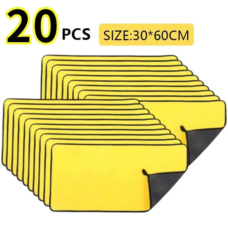 Simples Market 20 pcs yellow microfiber car wash towels, 30x60 cm