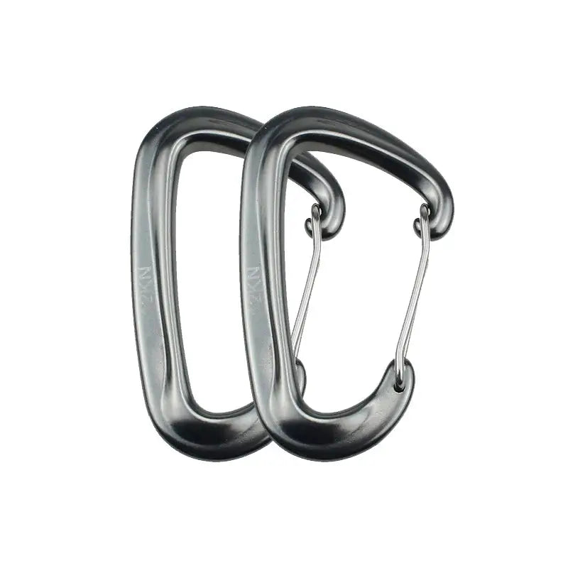 Simples Market 12KN D-shaped climbing carabiners (pair) in metallic silver