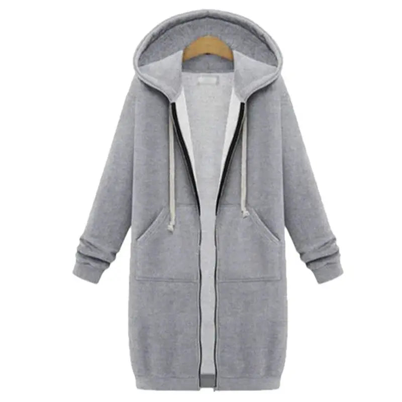 Thickened Hoodies For Women Maxi Length Parka Hoodie Insulated Winter Coat With Zipper Pockets
