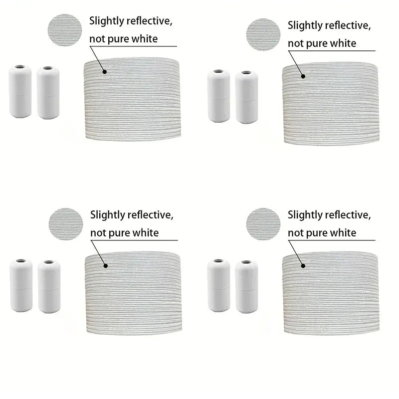 Elastic no-tie shoelaces in pearl light color with subtle reflective stripes, 1/2/4 pair sets