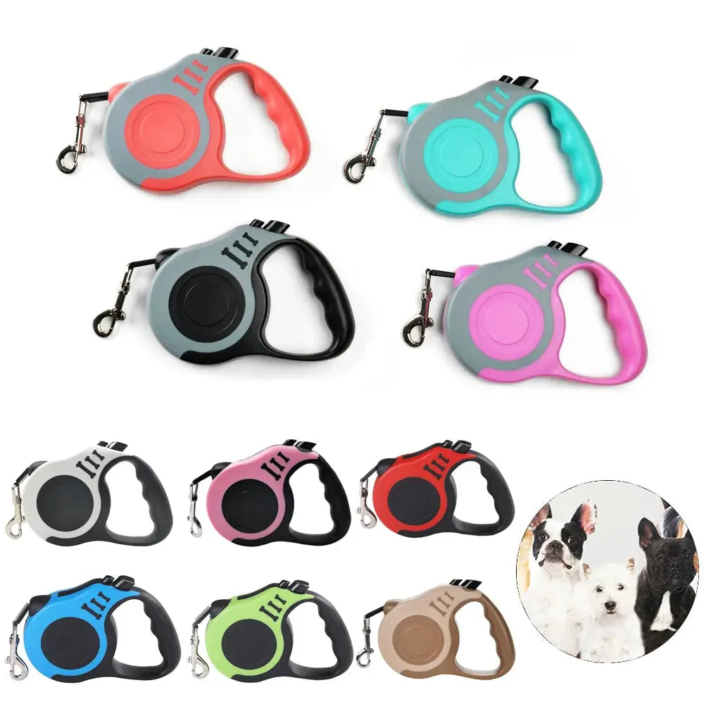 Simples Market retractable dog leash, nylon, 3m/5m, automatic, assorted color variants for small to large dogs and cats