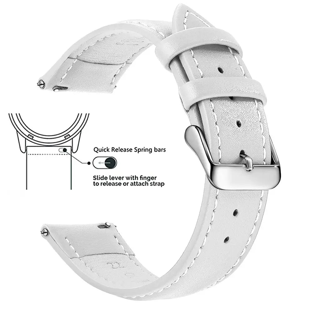 Timely Top Grain Genuine Leather Watch Band Quick Release For Easy Swaps Fits 12 To 24 Mm