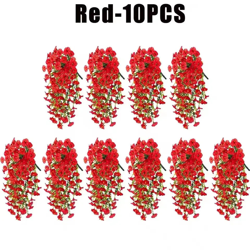 UV Resistant Artificial Morning Glory And Eucalyptus Hanging Decor For Home Garden Weddings Outdoor Use
