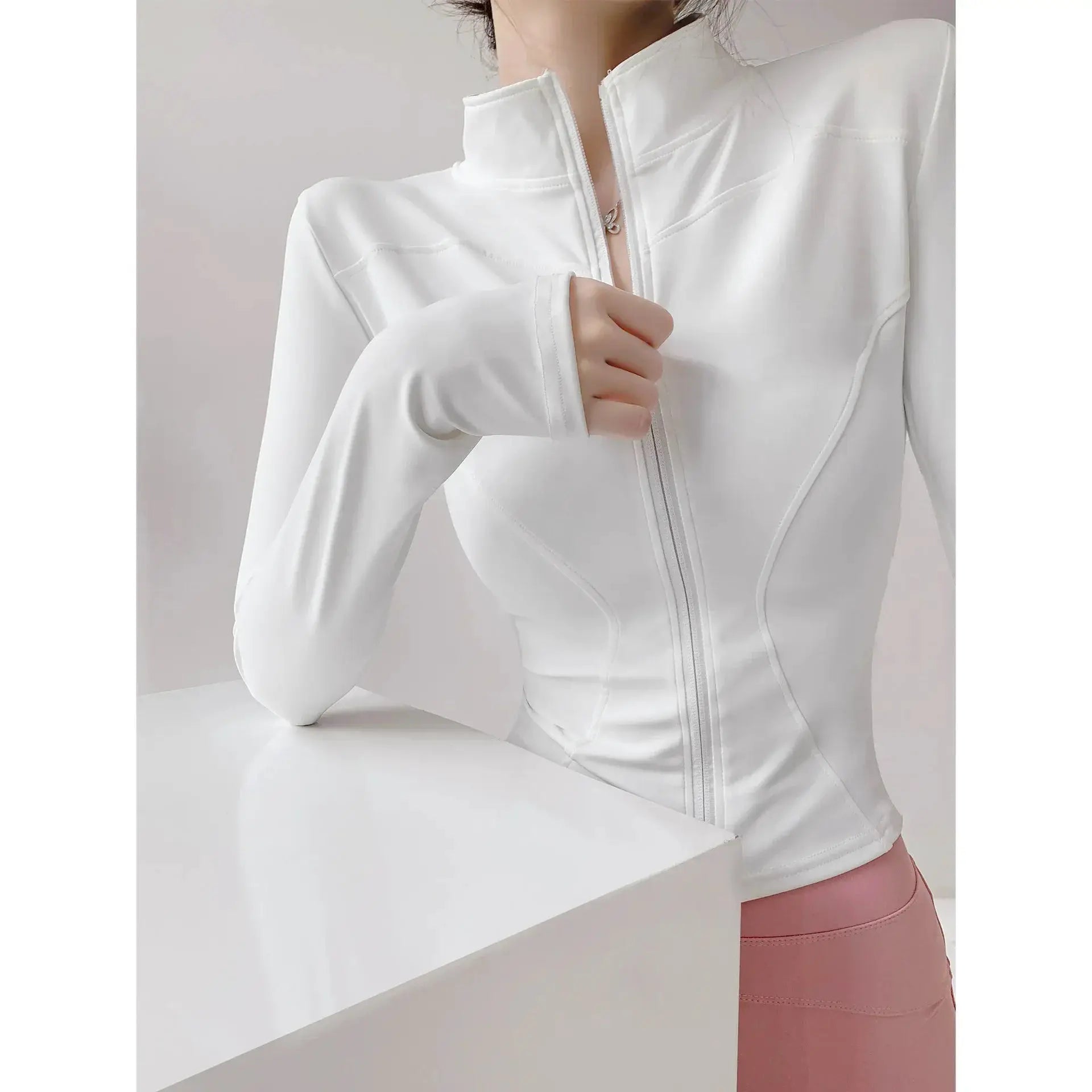 Sun Quick Drying Womens Sports Coat Slim Fit Yoga Jacket With Full Length Zipper For Running And Fitness
