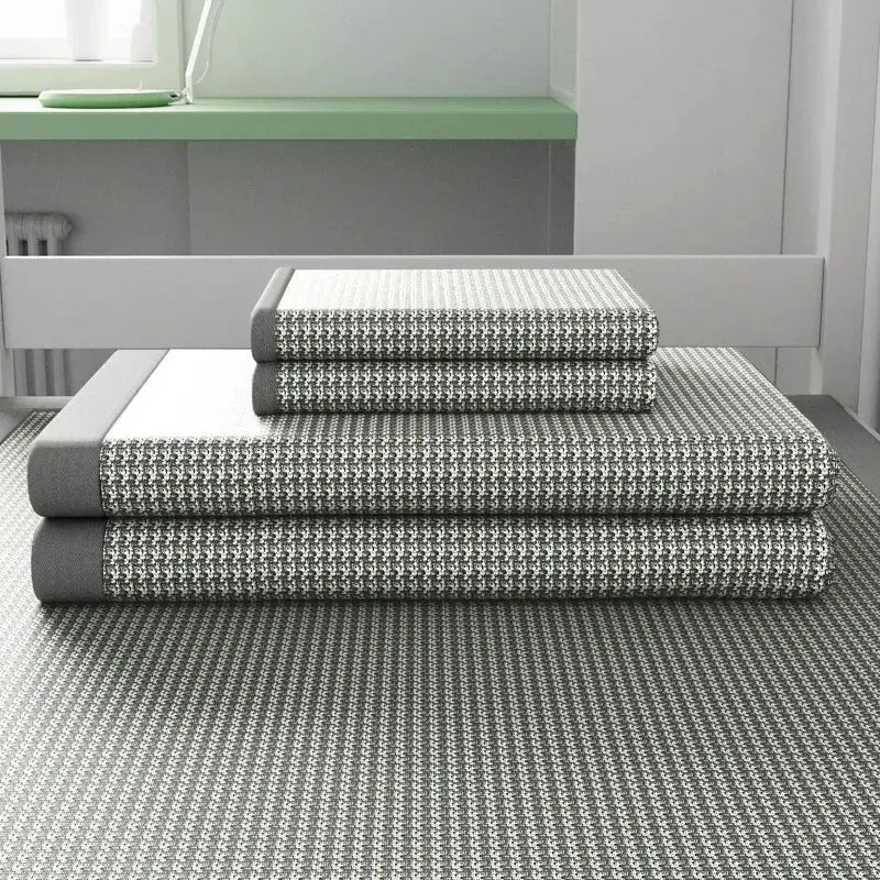 Ice silk sleeping mat stack in gray jacquard cooling fabric, 4-piece set