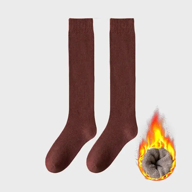 Women's Winter Warm Long Knee High Socks Thick Thermal Cotton Terry Harajuku Breathable Casual