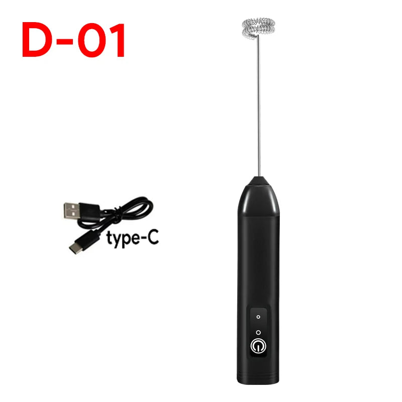 Wireless Milk Frother Electric Type C Handheld Blender Stainless Steel Mini Coffee Maker Whisk Mixer Cappuccino Cream