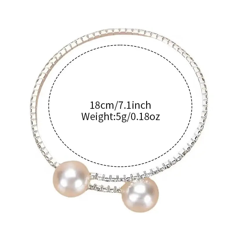 Pearl bracelet with twin pearls on a silver chain, 18cm length, women's fashion jewelry