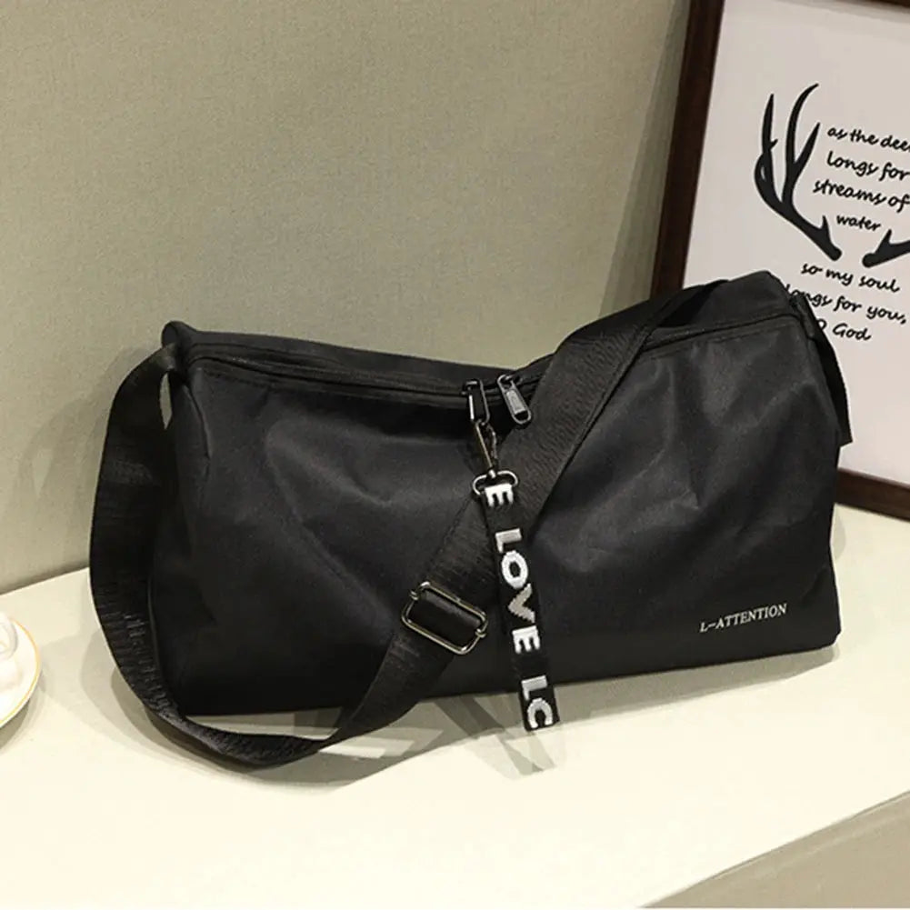 Simples Market sport gym bag, black waterproof duffel with large capacity, separate shoe pouch and shoulder strap