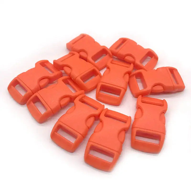 Orange 10mm plastic side-release buckles, set of 12 for paracord bracelets
