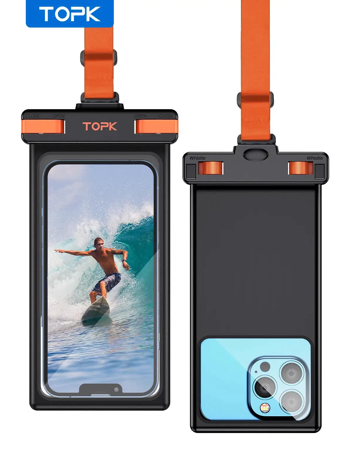 Topk Waterproof Phone Pouch IPX8 Underwater Case With Touchscreen Access For Phones Up To 7 Inches