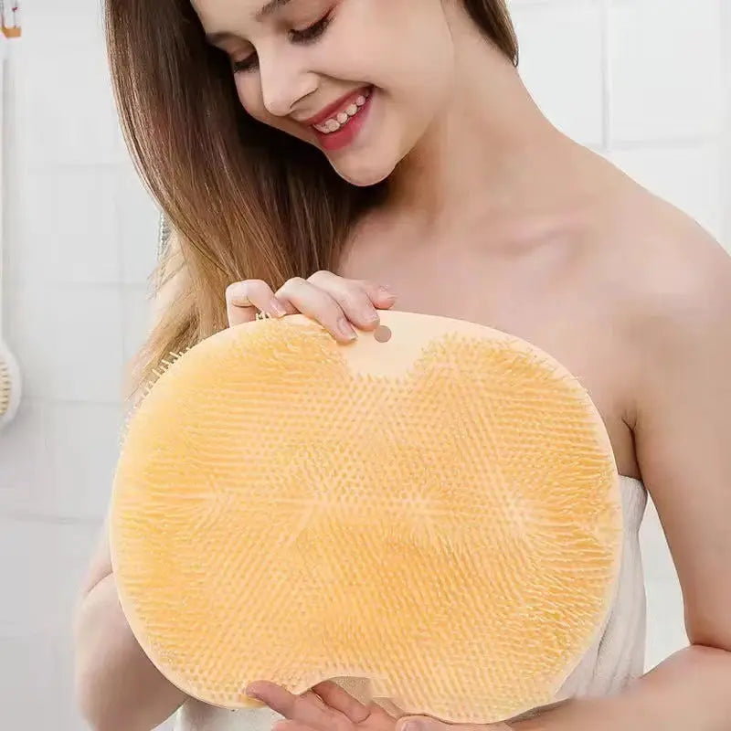 Foot Wash Brush With Back Scrubber Suction Cup Bath Tool Exfoliating Shower Pad Massager Mat