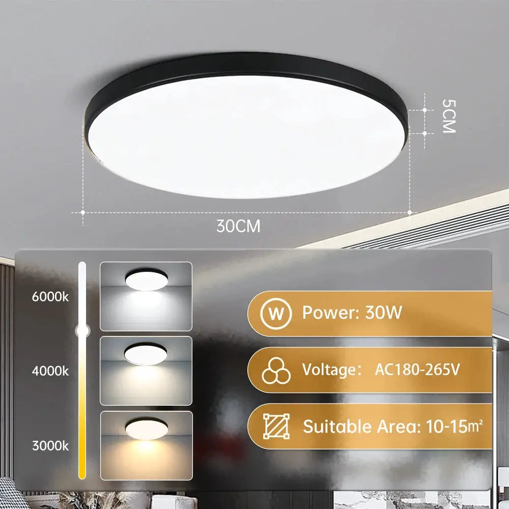 Golden Simples Market LED ceiling lamp, 30cm diameter ultra-thin dustproof panel for living room decor