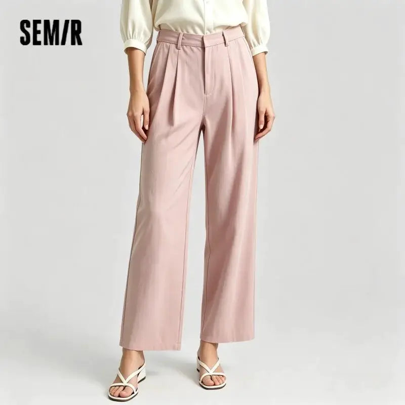 Semir Elastic Waist Denim Pants Women Draped Fit Wide Leg Trousers