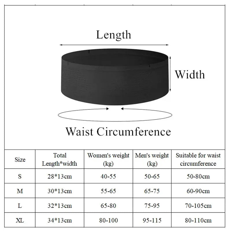 Simples Market Seamless Invisible Running Waist Belt Bag, black unisex fanny pack for phones