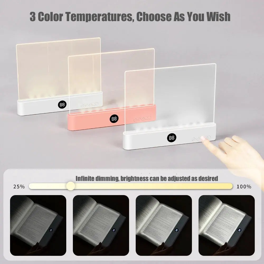 LumaBright LED Flat Panel Reading Light USB Rechargeable Eye Protection Night Lamp For Students And Book Lovers