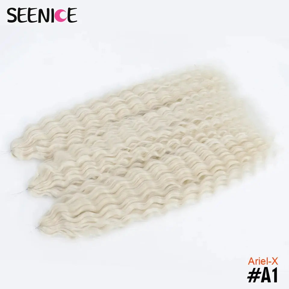 Ariel-X crochet hair extensions in ombre blonde water-wave curls, synthetic by Simples Market