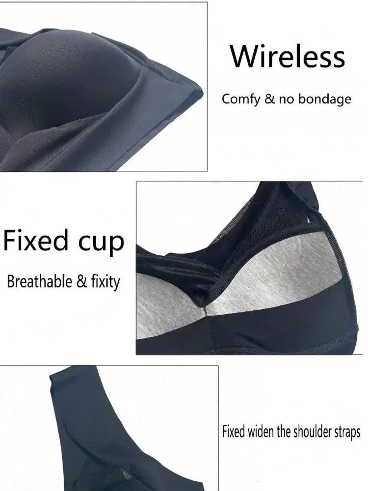 Simples Market women's wireless seamless black bra with fixed cups
