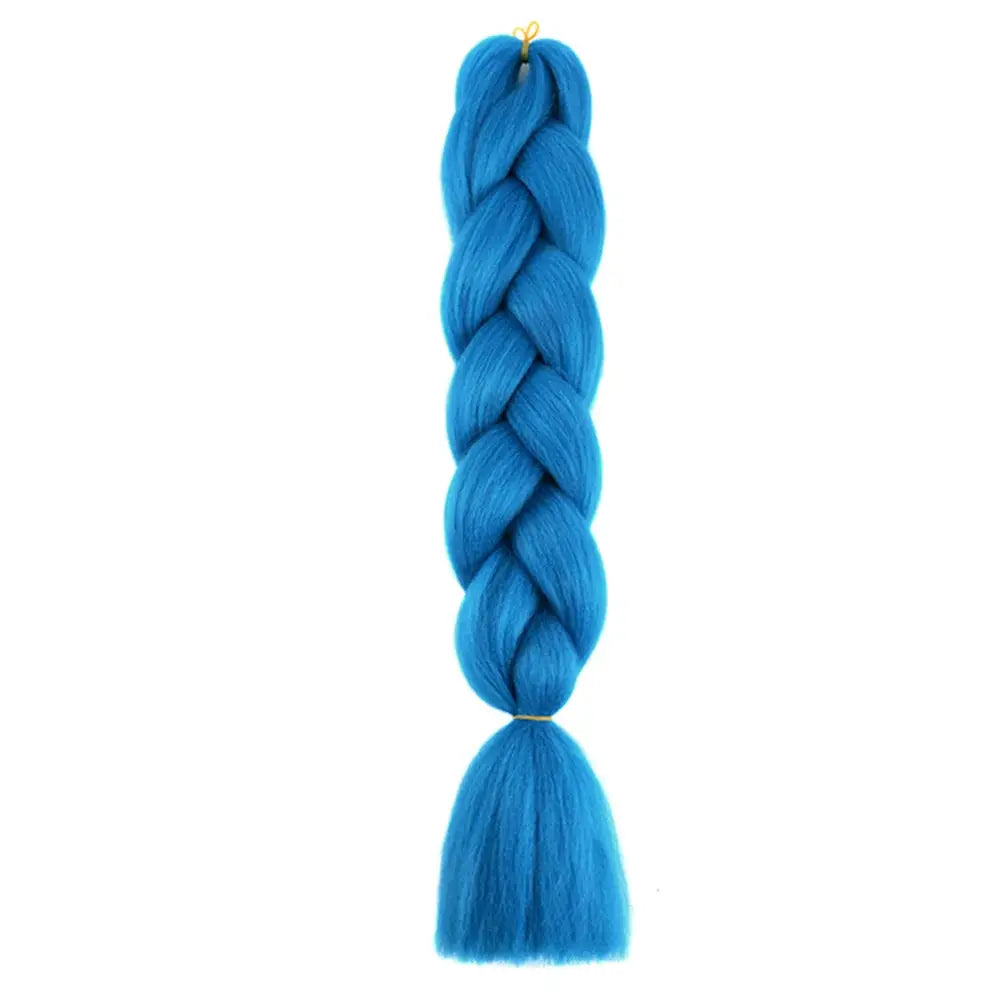 24-inch jumbo braiding hair extension in bright blue Afro ombre, Simples Market synthetic crochet braid