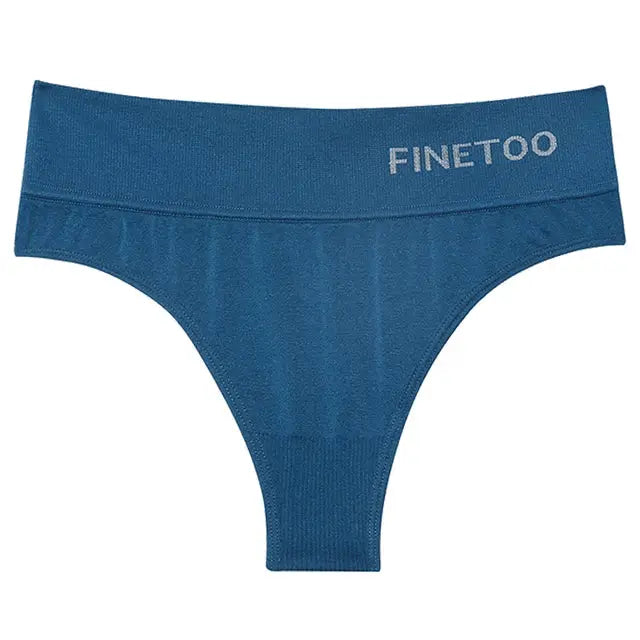 Thong underwear for women, blue FINETOO high-waist seamless thong