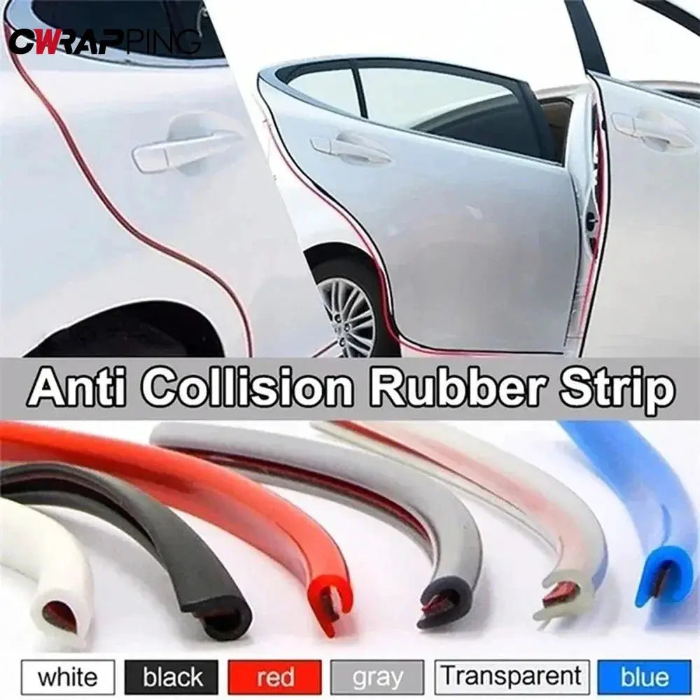 5M car door edge sealing strip, PVC rubber anti-collision, color options white, black, red, gray, transparent, blue