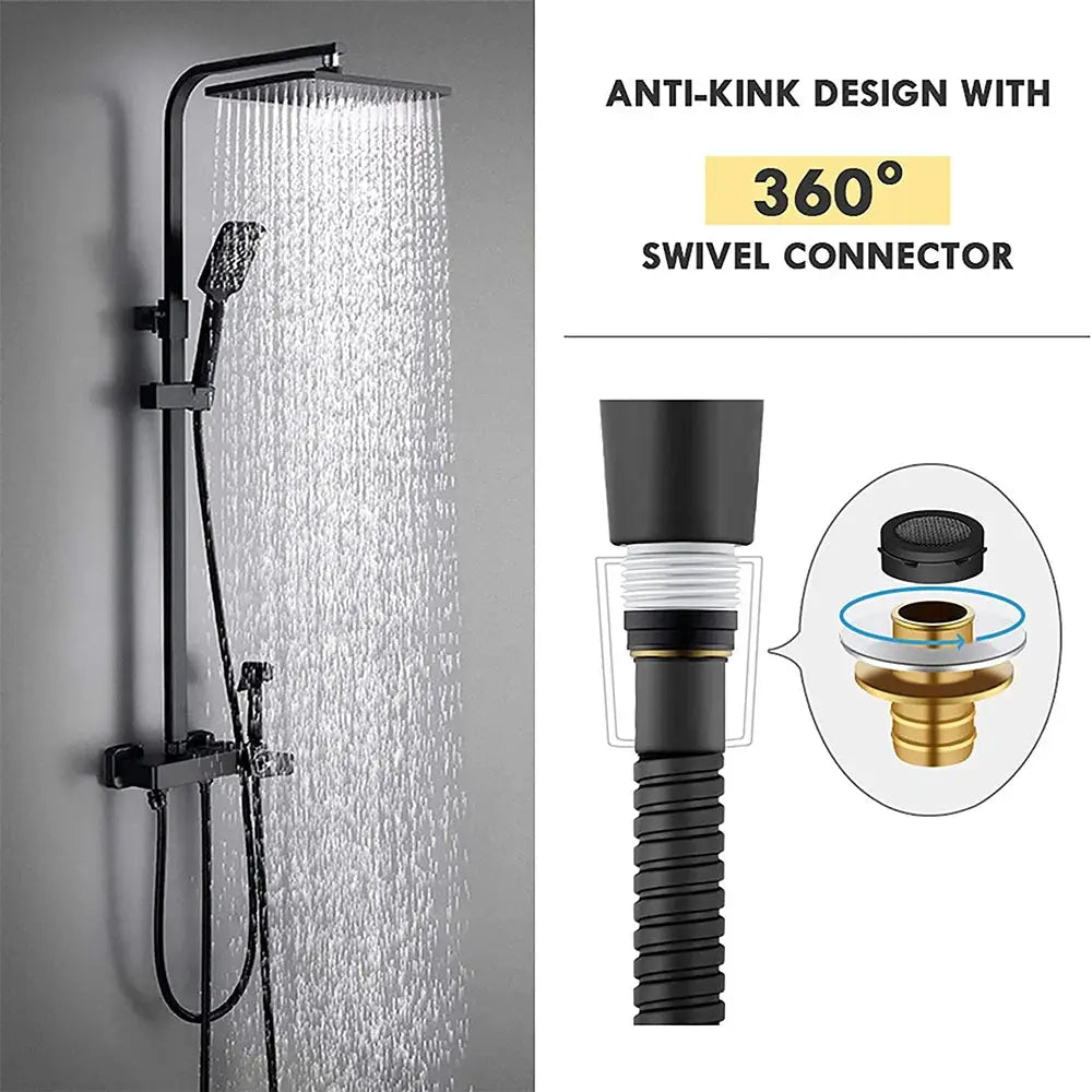 Black SUS 304 Stainless Steel Flexible Shower Hose 1.5M 2M Long Water Extension For Bathroom