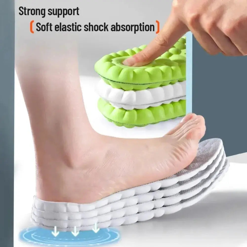 4D Elastic Shock Absorption Insoles For Running And Sports Breathable Bamboo Anti Bacterial Odor Control Universal Fit