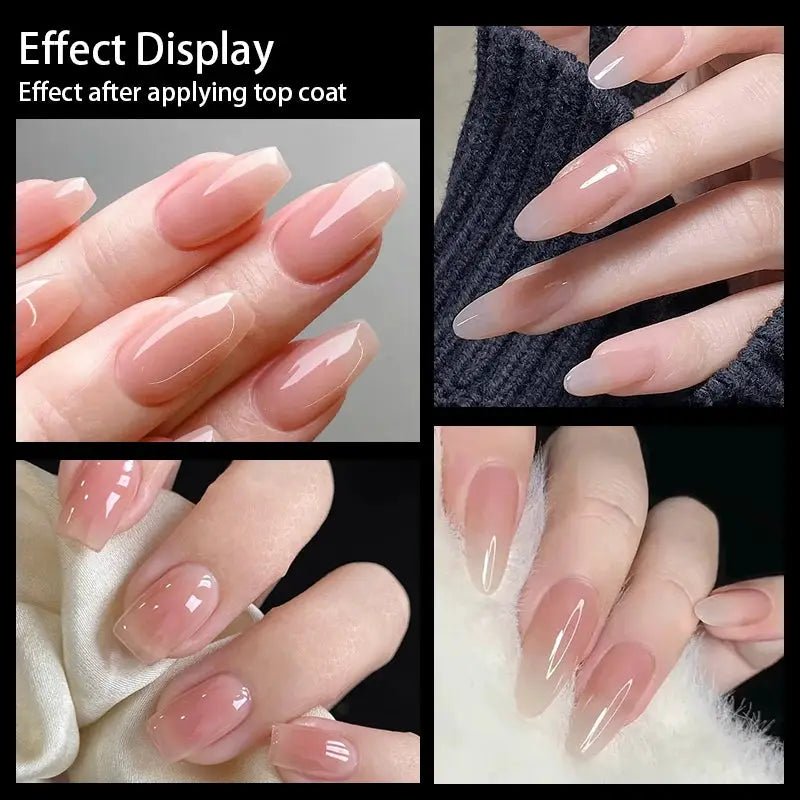 GlamNail Matte Nude Press On Nails Full Cover Easy Quick Extension 30 Piece Set For At Home Manicure