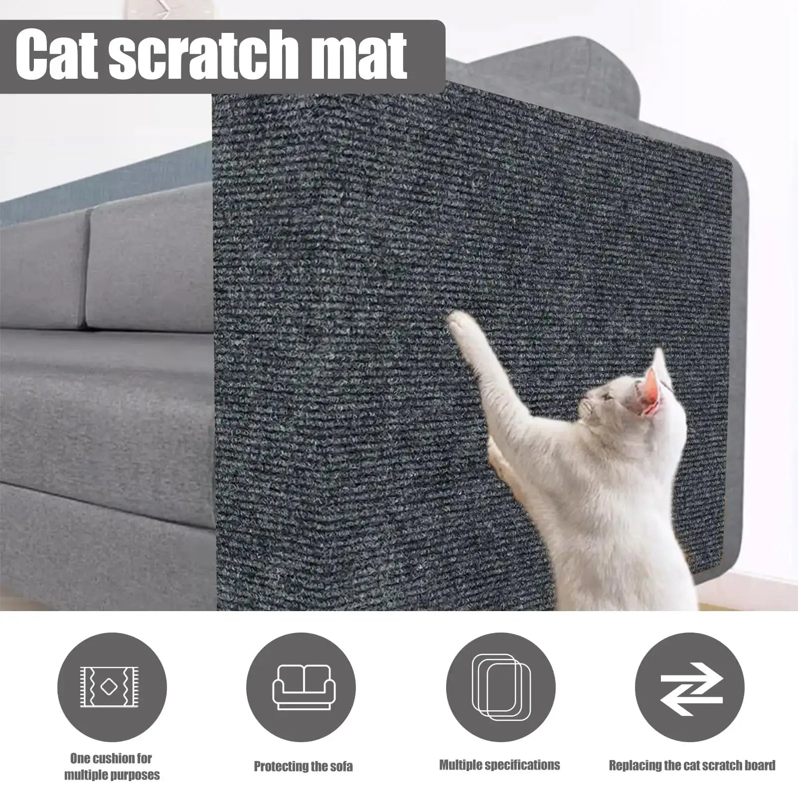 Anti Cat Scratch Mat Self Adhesive Carpet Protector For Couches Sofas Walls Corner Indoor Use Trimmable