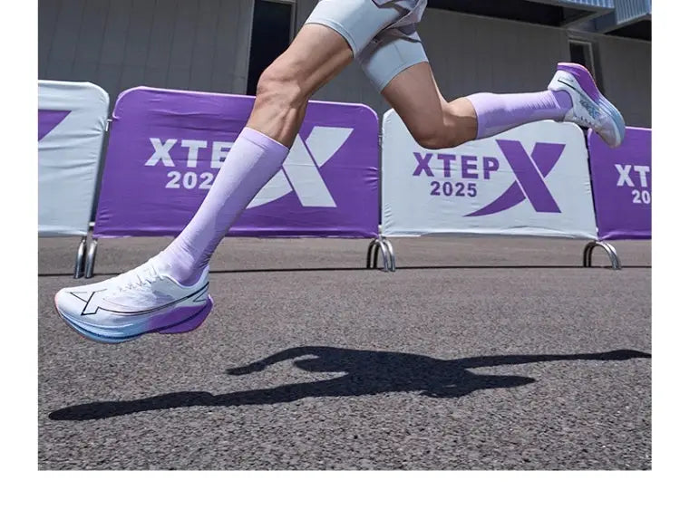 Xtep Shyft 1.0 men's running shoes, white with purple accents