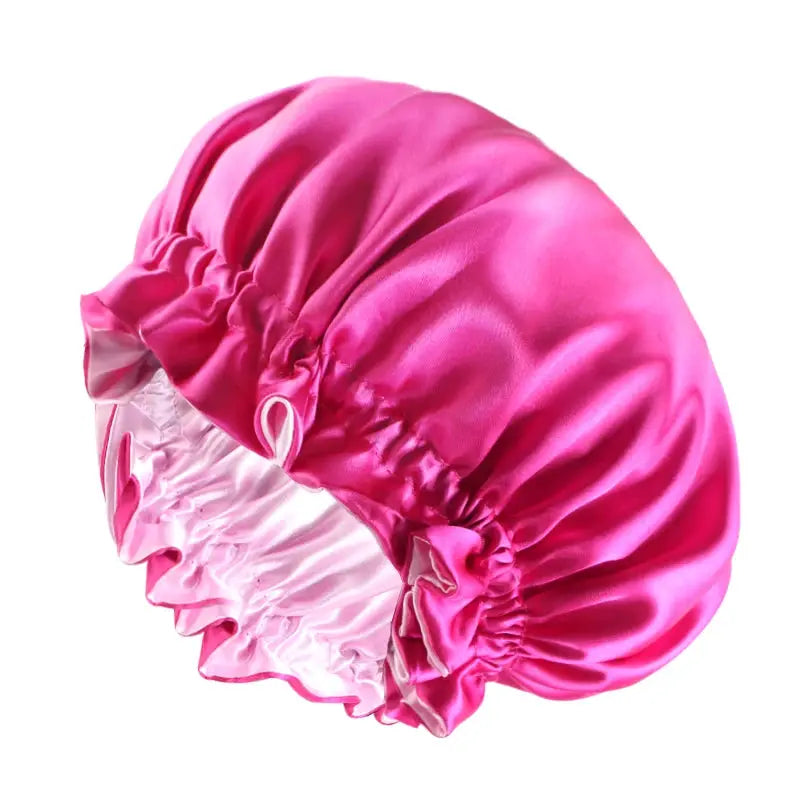 SilkNest Solid Elastic Double Layer Satin Bonnet Nightcap for Women with Gentle Sleep and Bath Hair Protection