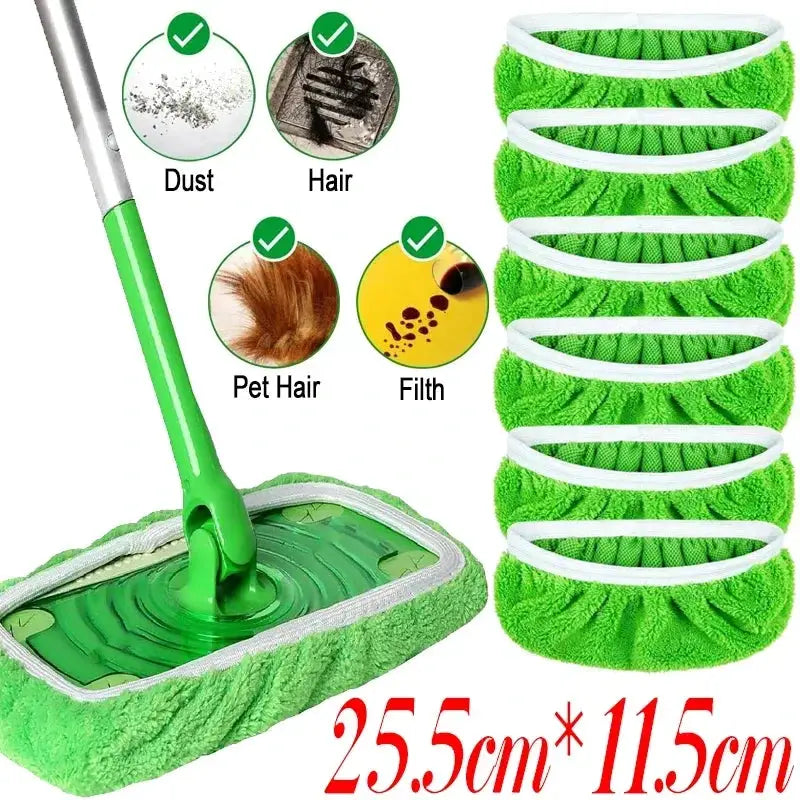 Simples Market green microfiber mop pads for wet & dry sweeper, reusable replacement head, 25.5cm×11.5cm