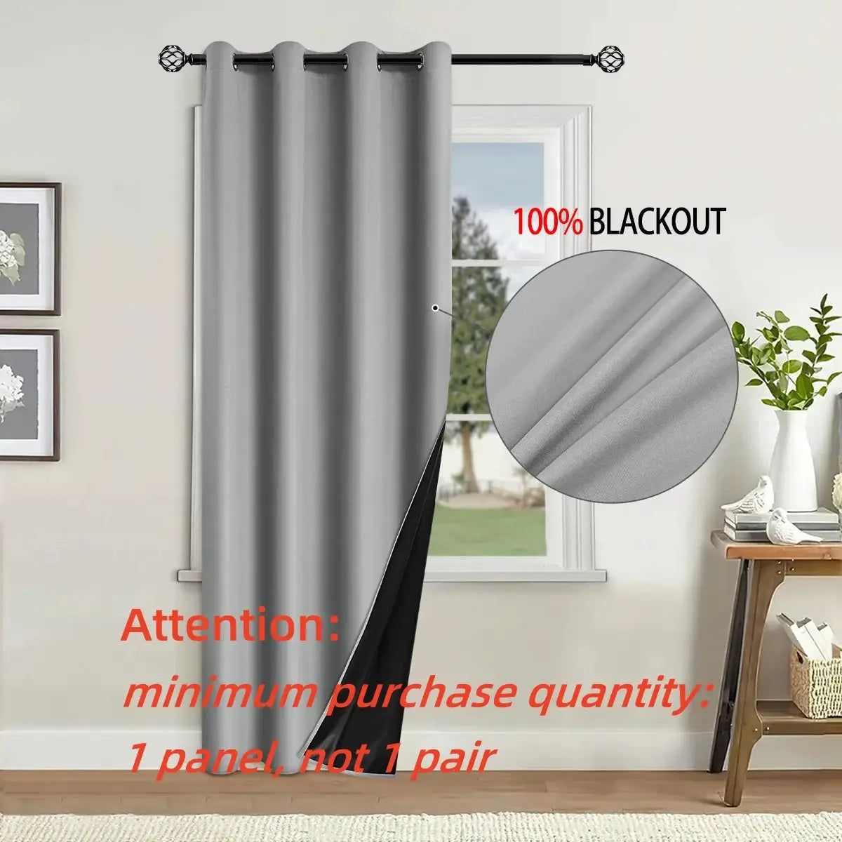 One Panel Solid Blackout Curtains With Grommets Privacy Drapes For Bedroom Living Room Home Decor Lightweight Curtains