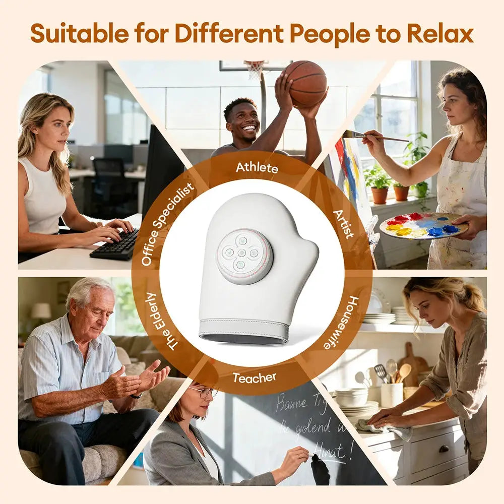 Simples Market white glove-style electric hand massager with air-pressure kneading