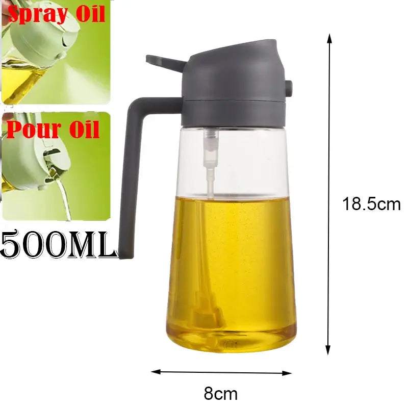 2 In 1 500ml Plastic Kitchen Oil Sprayer Bottle For Olive Oil Dispenser BBQ Baking Roasting