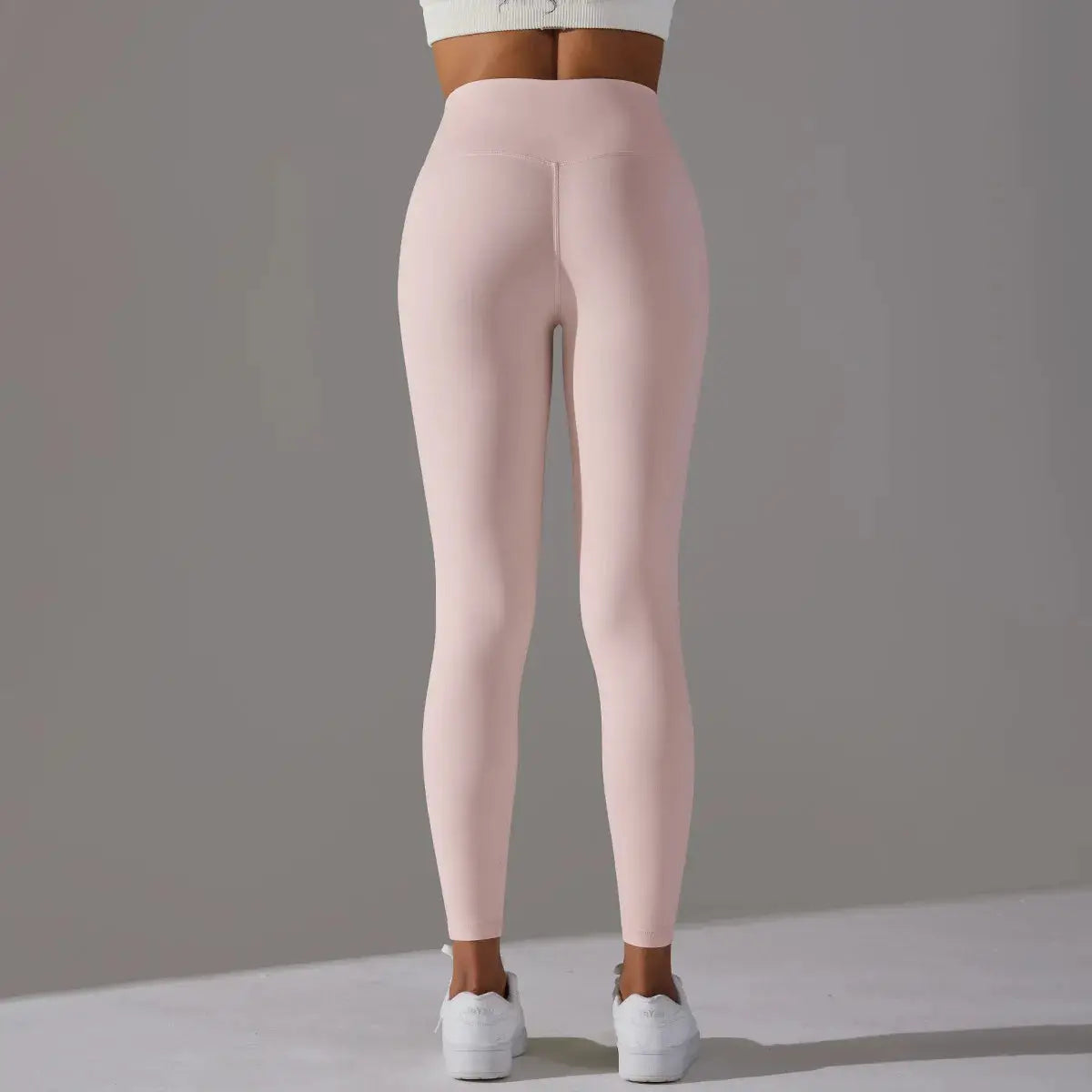 High Waist Naked Feeling Leggings, pale pink women's fitness yoga pants with a tight fit