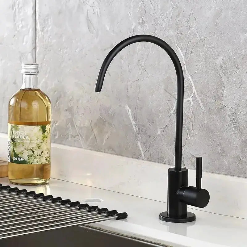 Black matte 304 stainless steel kitchen filtered faucet with high-arc spout and single-handle.