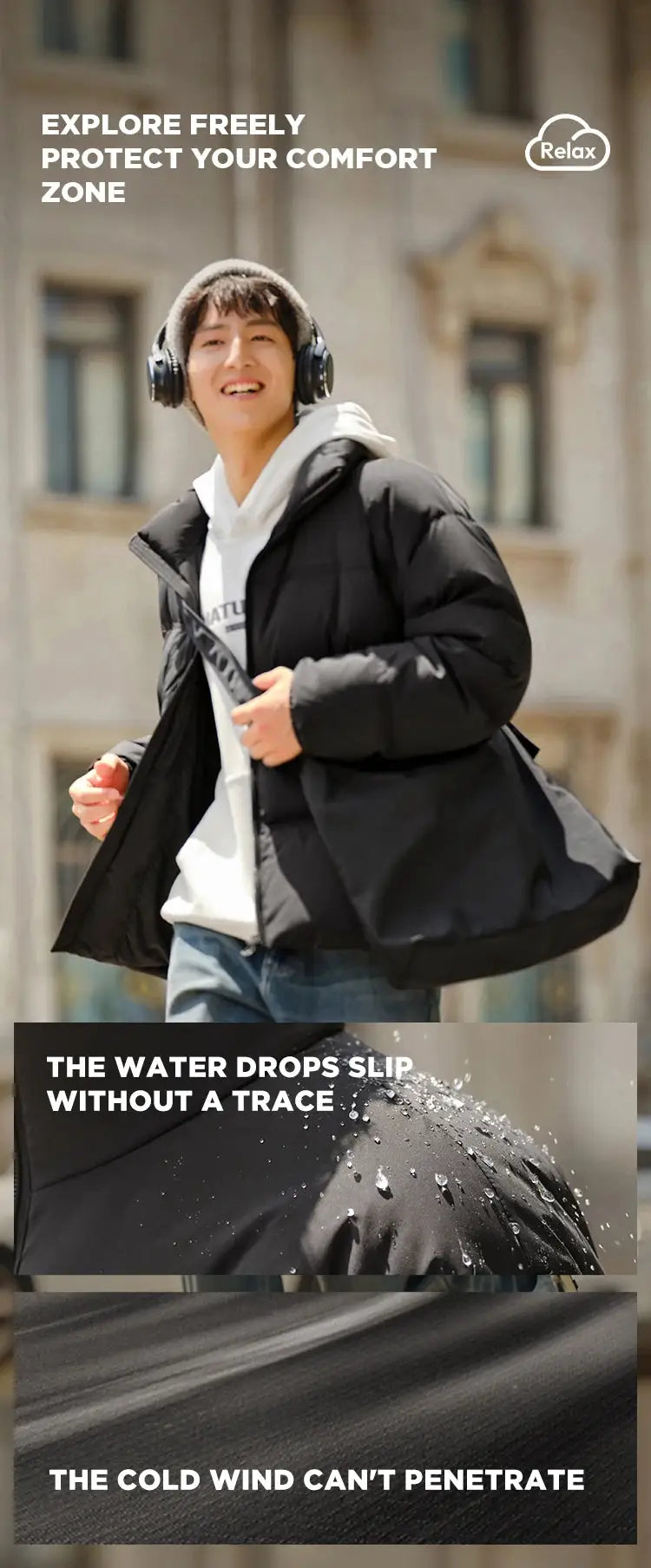 Semir down jacket, black unisex puffer outerwear, windproof and waterproof by Simples Market
