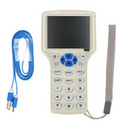 Simples Market NFC RFID card reader writer duplicator handheld device with 125K/13.56MHz, blue arrow keypad, USB cable