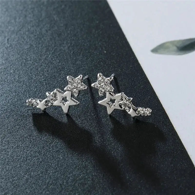Shiny Star Stud Earrings for Women Zircon Rhinestones Mini Star Jewelry Gift for Parties and Birthdays