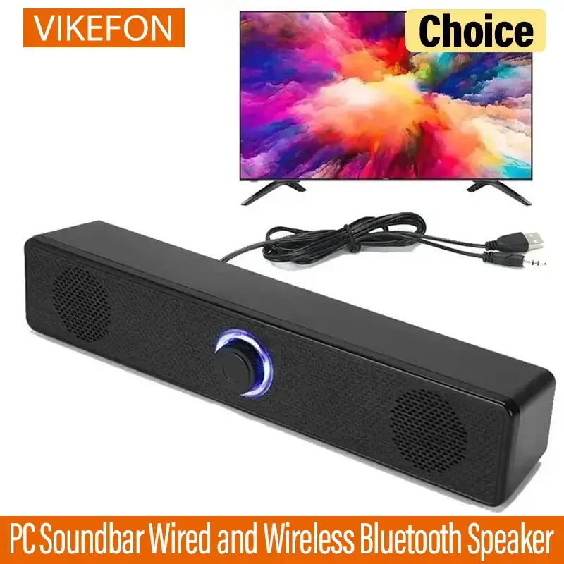 PC Soundbar Bluetooth Wired USB Powered Speaker TV PC Laptop Gaming