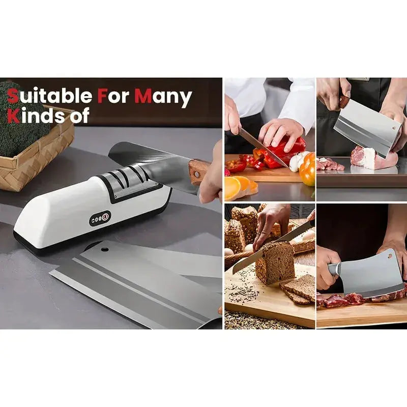 Kitchen Electric Knife Sharpener Multifunctional Automatic Professional With 4 Gears Stainless Steel Kitchen Accessory