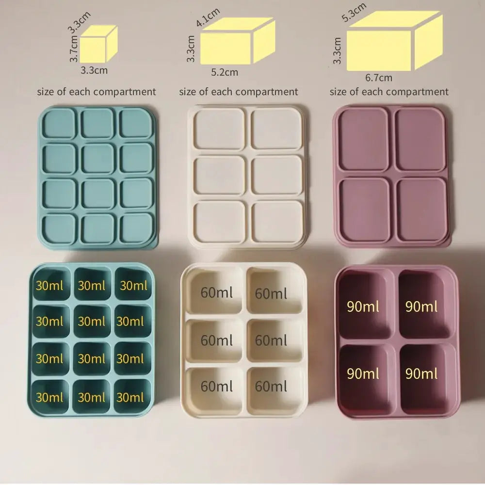 Silicone Ice Cube Tray With Lids For Beverages And Baby Food Storage Molds Flexible BPA Free
