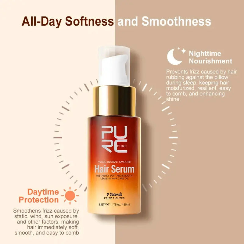 PURC Magic Instant Smooth Hair Serum Leave In Treatment Nourishing Repair Damaged Frizzy Hair Anti Frizz UV Protection