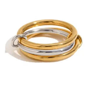 Niche Two Color Four Ring Copper Jewelry Hypoallergenic Ins Style Stacking Ring For Young Women
